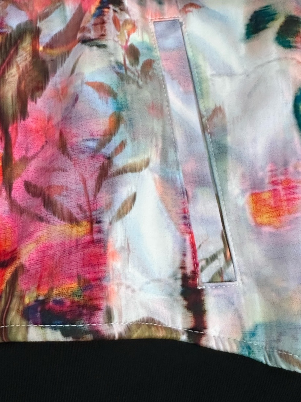 Pam & Gela Floral Print Bomber Jacket Small Watercolor Zip Front Cropped Jacket - Picture 8 of 8